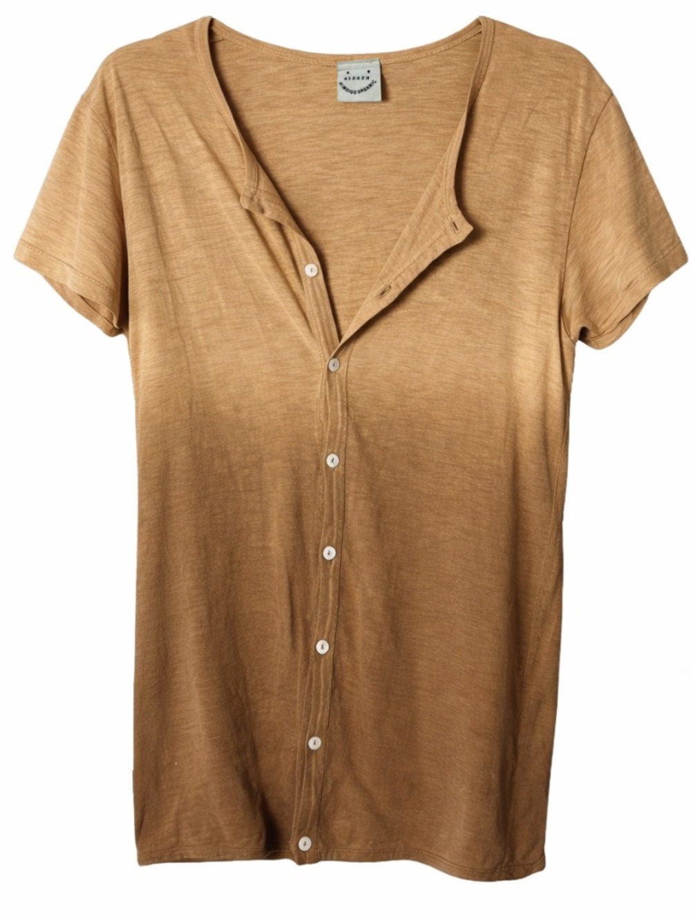 45RPM Ai Indigo Organic Cotton Ombré Henley Tee Made in Japan Brown Medium